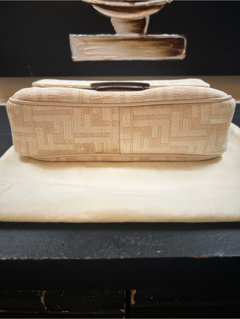 Fendi FF Baguette in Chenille with Gun Metal Hardware - Picture 9 of 14